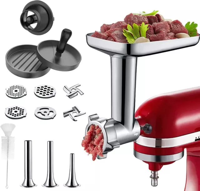 Accessorio Tritacarne per Kitchenaid Robot Da Cucina, Con 4 Piastre Di Macinazio