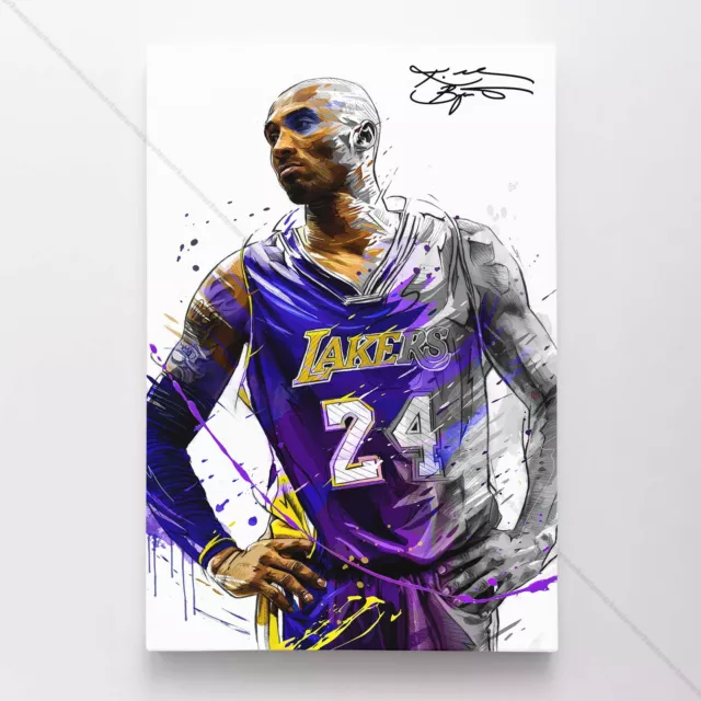 Kobe Bryant Poster Canvas LA Lakers NBA Basketball Black Mamba Art Print #8264