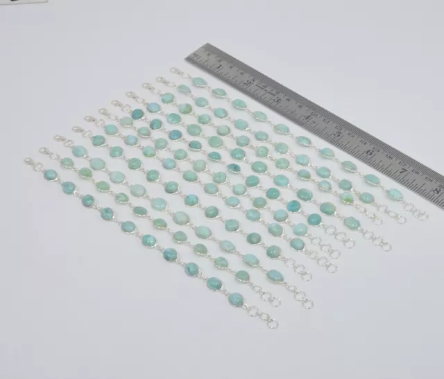 Wholesale 11Pc 925 Solid Sterling Silver Blue Larimar Bracelet Lot H577