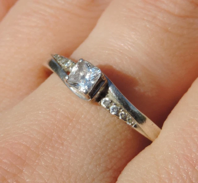 Bague Argent 925 Avec Zircons Roses Et Blancs - Taille 53 - Occasion - Sterling