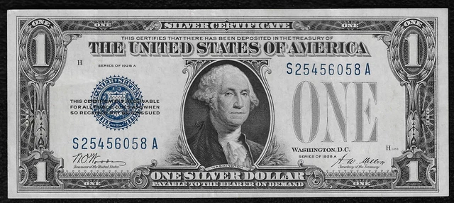 1928-A $1 *Funny Back* Small Silver Certificate "XF/AU"