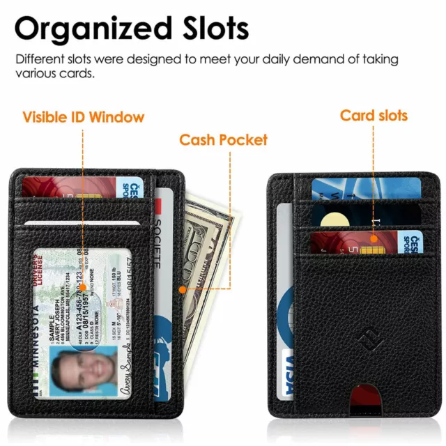 Mens RFID Blocking Leather Slim Wallet Money Credit Card Slots Coin Holder 5
