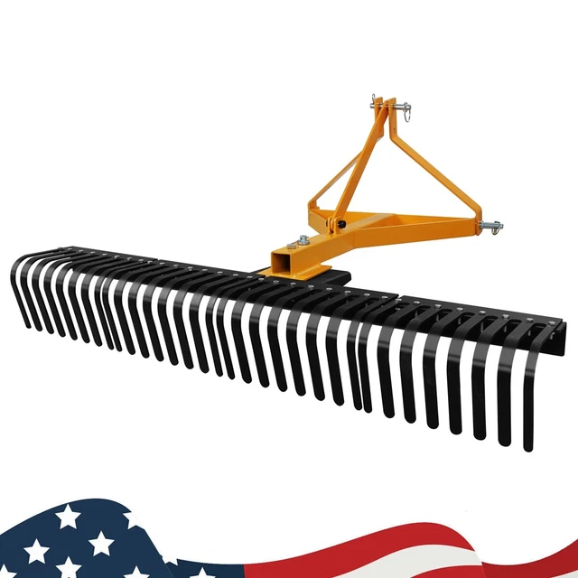 3 POINTATTACH HEAVY Duty Landscape Rock Rake 5 FT TowBehind Garden