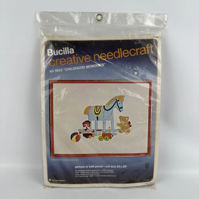 Kit creativo de agujas Bucilla 1822 recuerdos de la infancia Marcia Reed vintage EE. UU.