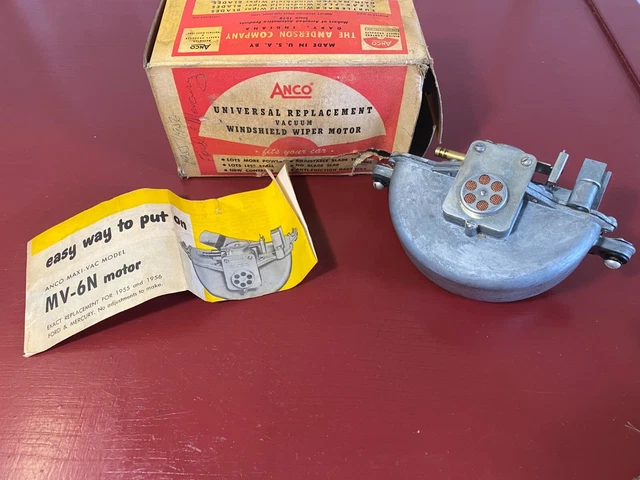 Vintage Anco Vacuum Windshield Wiper Motor 1955 1956 Ford Mercury Model Mv-6N