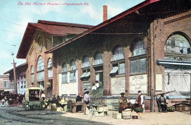 SAVANNAH GEORGIA, OLD MARKET HOUSE, Wagons, Putzel Poultry, MURRAY JORDAN c 1910