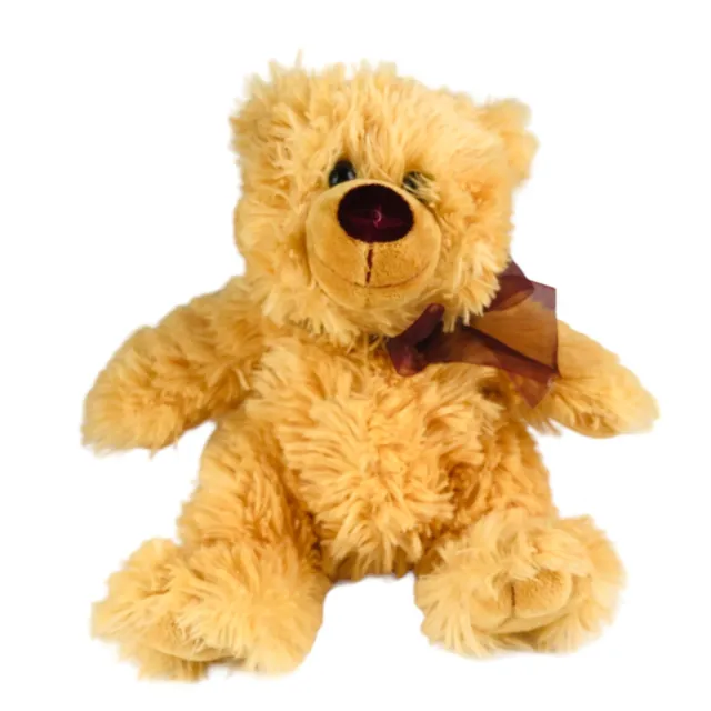 Vintage Walmart 11" Golden Brown Plush Bear with Neck Ribbon Very Soft
