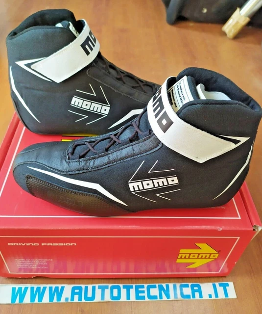 SCARPE MOMO CORSA LITE tg 42 NERO BIANCO OMOLOGAZIONE FIA 8856-2018 RALLY PISTA