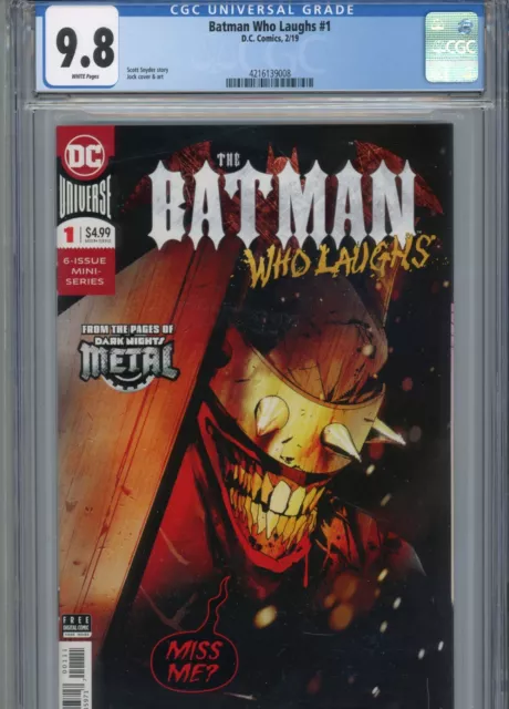 Batman Who Laughs #1 Mt 9.8 Cgc White Pages Snyder Story Jock Cover And Art