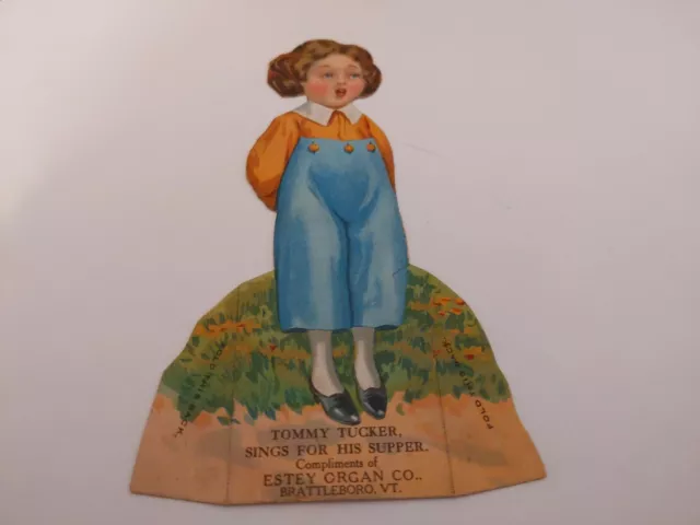 1890s "Tommy Tucker Sings For His Supper" Paper Doll Estey Organ Brattleboro VT