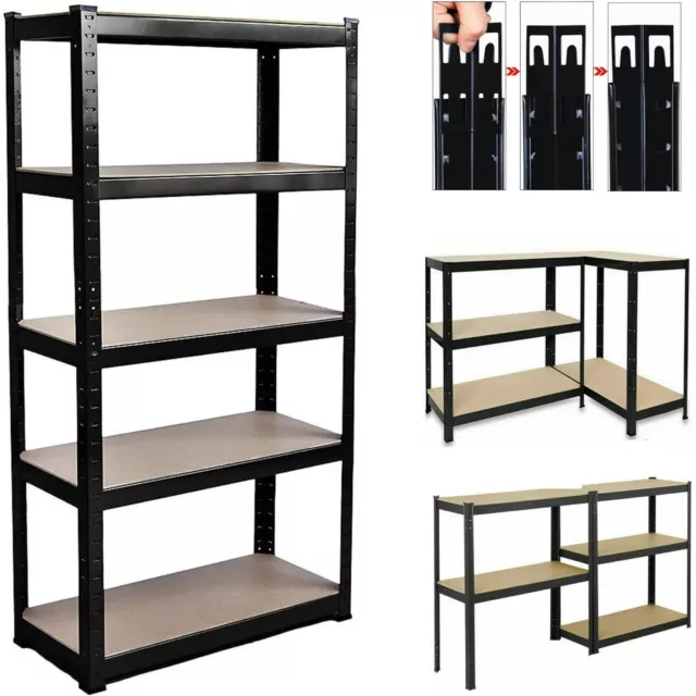 Rigma 5 Tier Garage Shelf, Heavy Duty Steel Shelving Unit, Adjustable Metal  Multi-use Storage Rack, Shelves for Garage Kitchen Office Warehouse