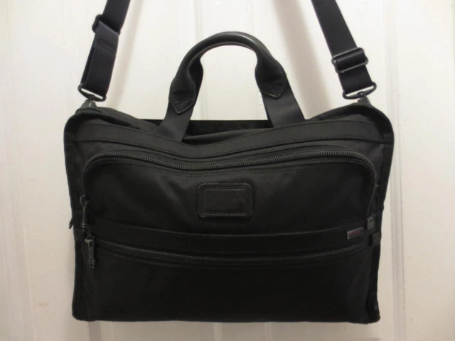 Tumi Alpha Slim Laptop Shoulder Bag 26111DH Leather Nylon Canvas Briefcase Black