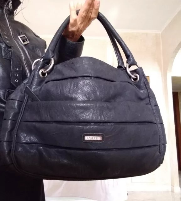 Lancetti Borsa grande donna bag nera manici ascellari usata ecopelle