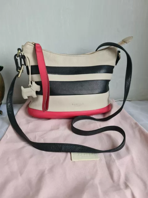 RADLEY STRIPED LEATHER SUEDE Shoulder Tote Bag Great Condition