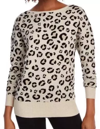 Maison Jules Sweater Cheetah Print Boat Neck Sz L NEW NWT 507