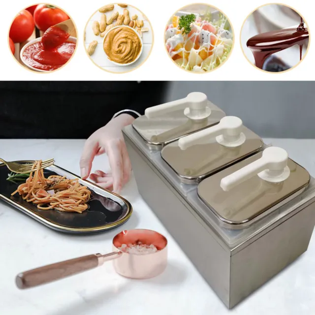 Three Heads 6L Stainless Steel Restaurant Catering Ketchup Sauce Dispenser