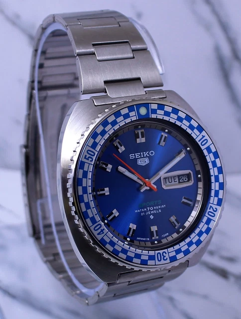 Luxury Seiko 5 Sport Rally Diver Automatic Blue-Dial 6119 D/D 21Jewels Men Watch 3