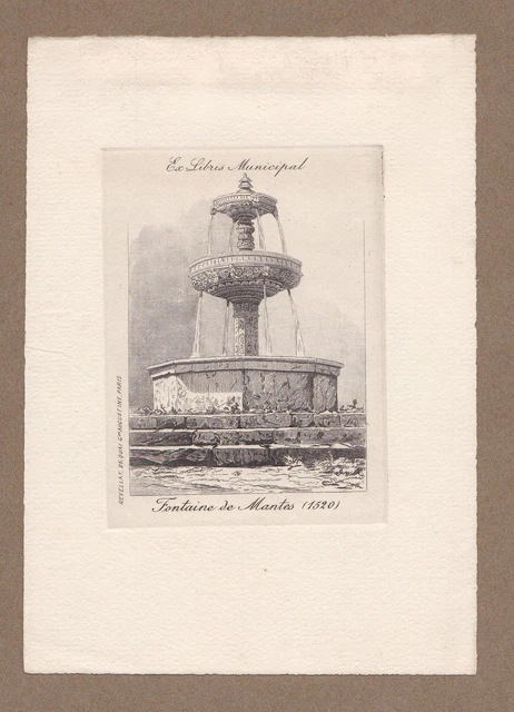 Exlibris Revellat / Mantes-la-Jolie Yvelines gravure Radierung etching