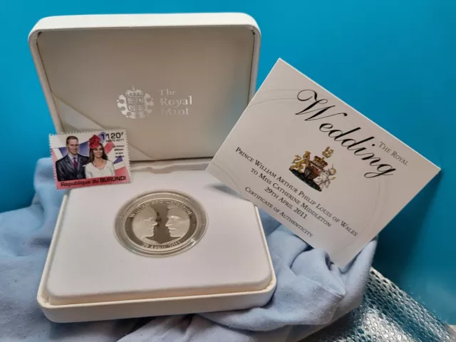 Moneda de Plata Esterlina Sólida de Boda Kate Middleton Príncipe William a prueba firmada Reino Unido