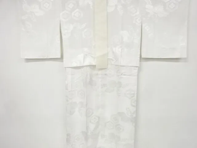 6676851: Japanese Kimono / Vintage Hitoe Juban / Woven Paulownia & Flower Kikko
