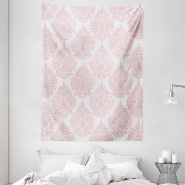 Damask Tapestry Pink Victorian Pattern Print Wall Hanging Decor