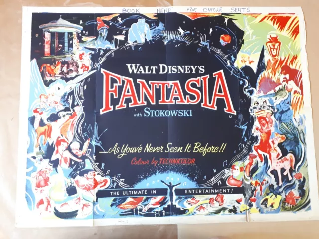 Walt Disney's FANTASIA 1940 UK POSTER QUAD 30x40 RR VINTAGE