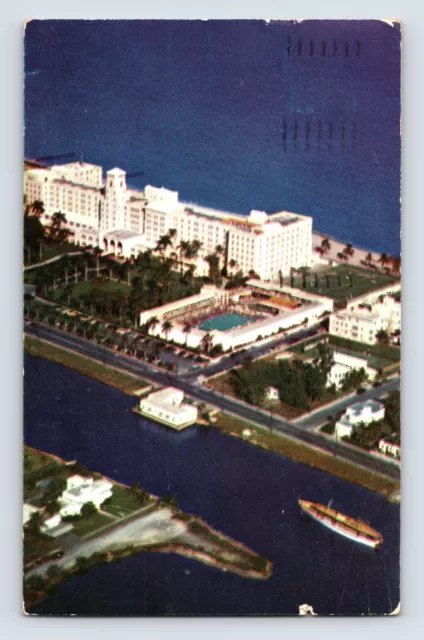 Postcard Florida Hollywood By Sea FL Beach Hotel Aerial 1956 Posted Chrome