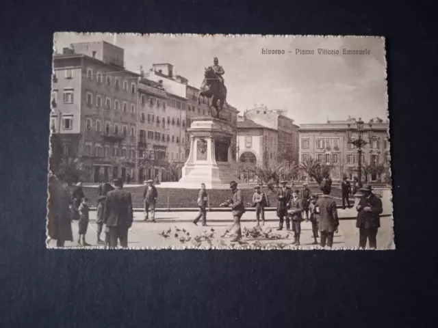 Storia postale 1913 cartolina Usata circolata Livorno Piazza Vitt. Emanuele vedi