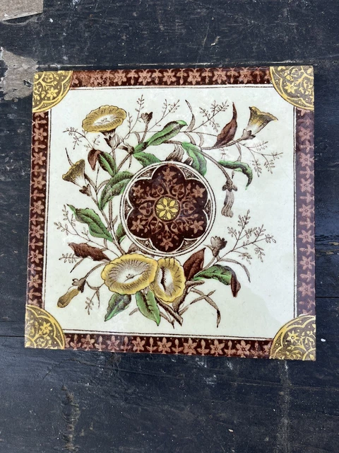 Antique Vintage Malkin Edge Floral Tile Vintage Flowers