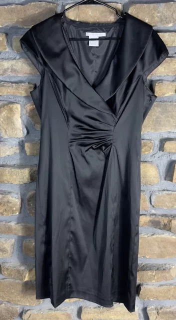 Maggy London Women’s Dress Size 8 Medium Formal Black Satin Sheath LBD Event