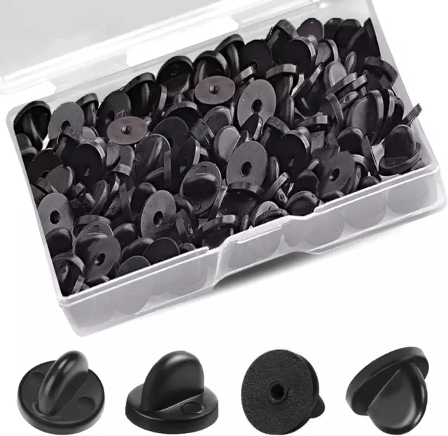 100 Pcs PVC Rubber Pin Backs Butterfly Clutch Backings Holder Tie Tacks Keepers,