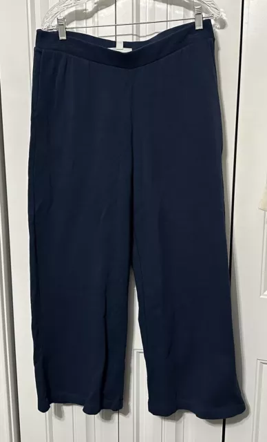 J Jill Pure Jill Cropped Pants Womens Medium Blue Wide Leg Organic Grown Cotton