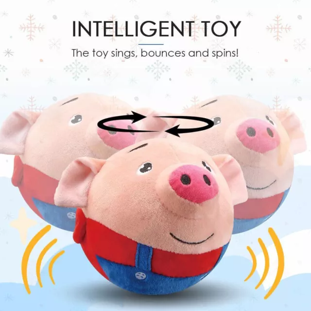 Pet Bouncing Ball USB Wiederaufladbare Cartoon Pig Plu Fsk Interaktive Waschbare