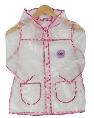 Girls F&F Clear Transparent Summer Rain Mac Raincoat Waterproof Coat Jacket New