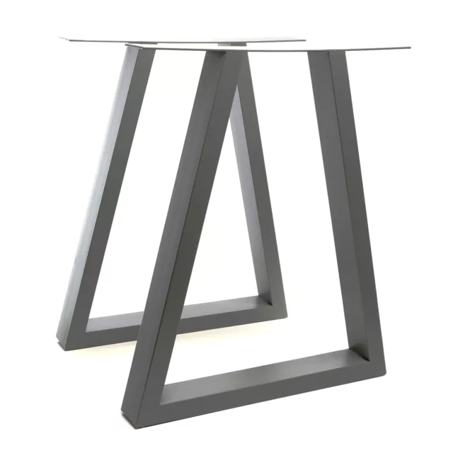 Pieds Table 2x Piètement Trapèze Anthracite Industriel 60x72cm Support Meuble