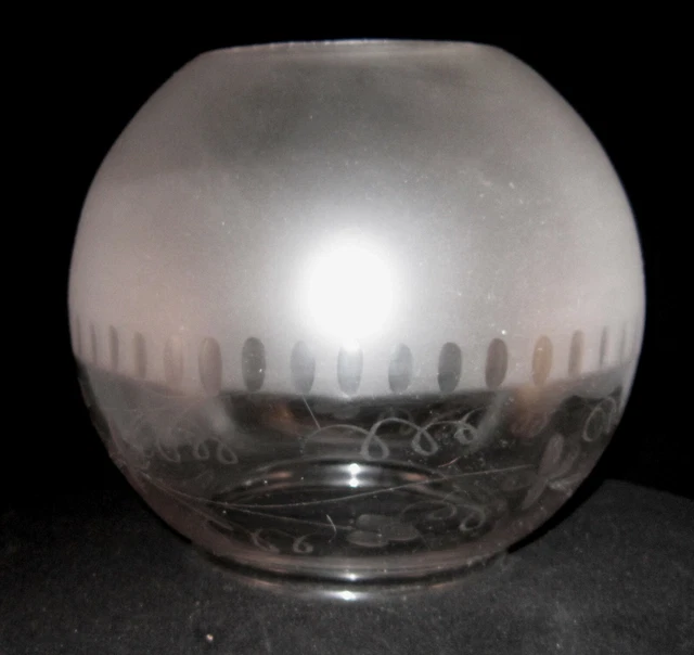 1800'S Victorian Wheel Cut Ball Shade For Oil Lamp 4" Fitter #2