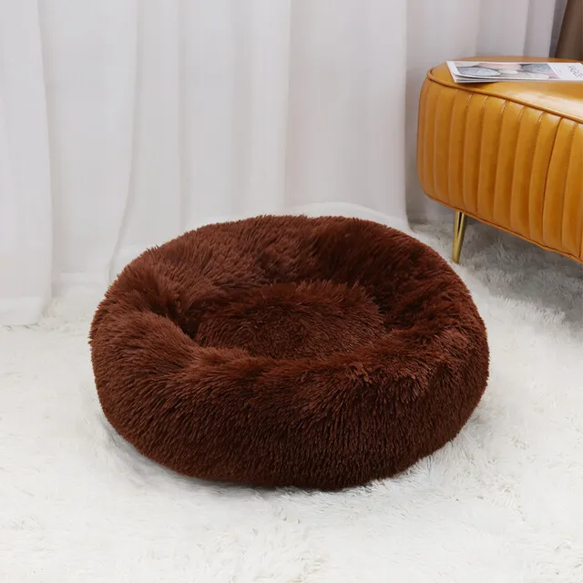 Dog Bed Donut Soft Round Plush Cat Beds For Calming Pet Anti Anxiety Washable US