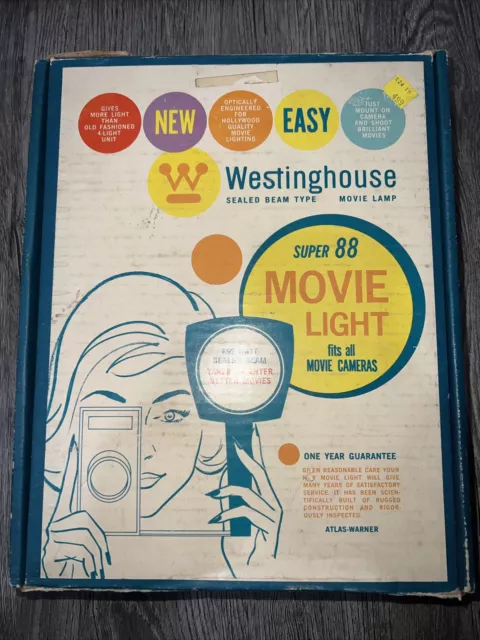 VINTAGE Altas Warner Westinghouse Movie Light Super 8 Sealed Beam (super8)