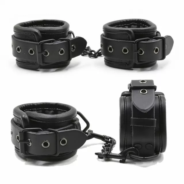 PU Soft Padded Leather Handcuffs Ankle Cuffs Restraints Bondage Woman BDSM