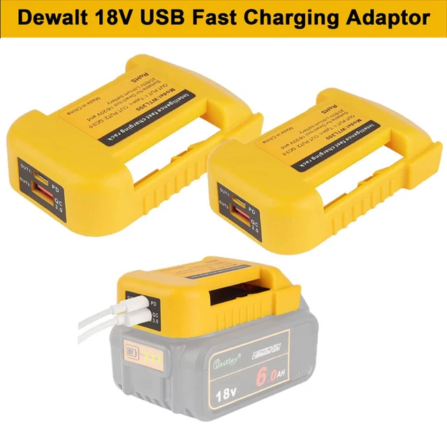 2x Dewalt 18V 54V Battery Holder Mount with 2 USB Fast Adapter Charger Type-C