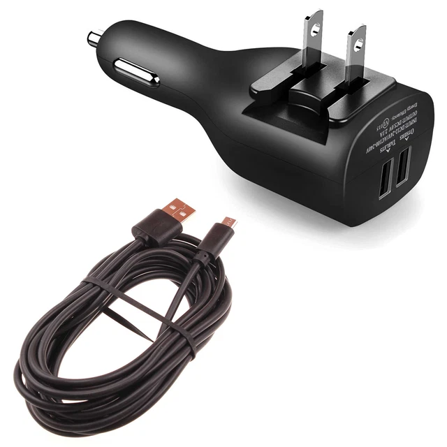 2-IN-1 CAR HOME CHARGER 6FT MICRO USB CABLE LONG CORD TRAVEL for CELL PHONES