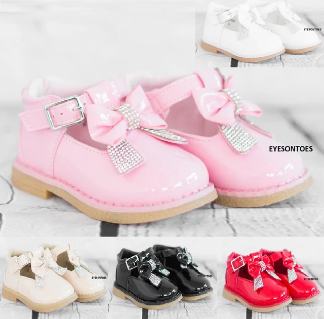 Kids Girls Infants Baby Wedding Party Spanish Toodler Diamnate Bow Patent Shoes