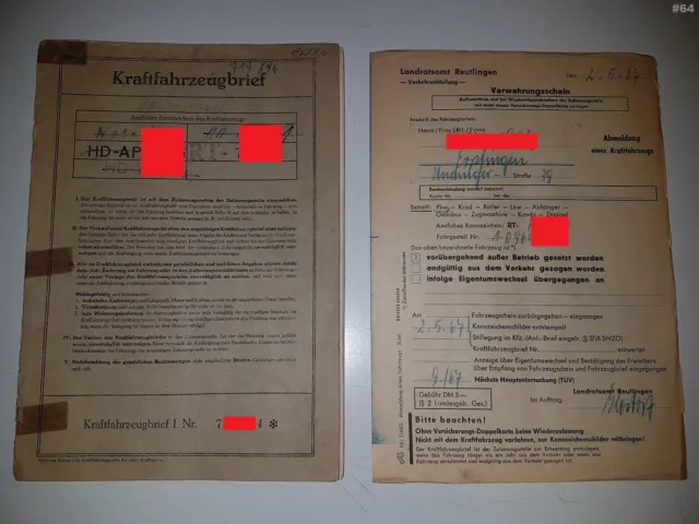 Fahrzeugbrief KFZ Brief 1955 VW Ovali Käfer Typ 1/11 30PS f. Sammler als Beleg