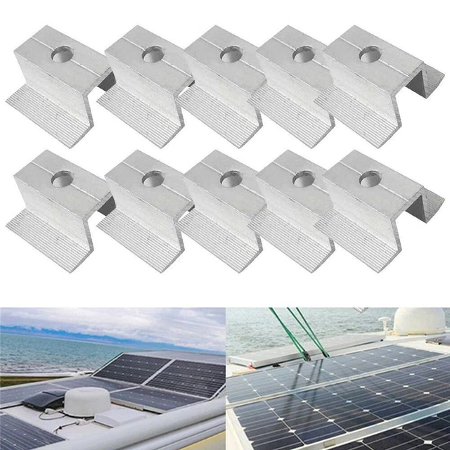 Lot De 10 Pinces De Fixation Pour Panneaux Solaires - Aluminium - 45 Mm - Compatibles Toitures Diverses