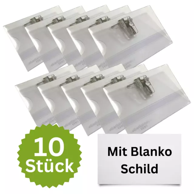 10x Veloflex Namensschild Schild Clip Halter Nadel 90x57mm Hart-PVC mit Schild *