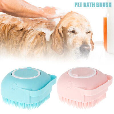 Pet Massage Bath Brush Shampoo Dispenser For Dog Cat Silicone Scrubber Tool UK