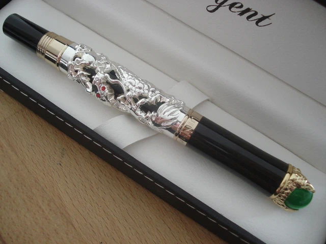 Stylo Bille Régent Laqué Vert Marbré – Coffret, Bagues Et Barette Dorées, Made In France