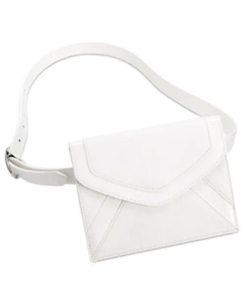 INC INTERNATIONAL CONCEPTS White Patent Leather Fanny Pack, Belt Bag, Purse XL