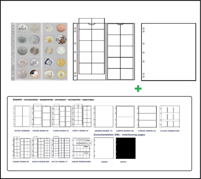 1 Leuchtturm 338571 MÜNZHÜLLEN NH20 NUMIS 34 + weiße ZWL Für Münzen bis 34 mm