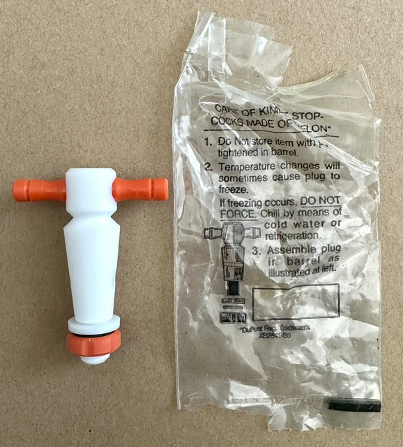 NEW Kimble Size 6 (6mm) Straight Bore Standard Taper Hi-Temp PTFE Stopcock Plug